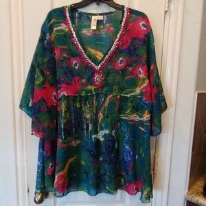 India Boutique embellished swim cover up/tunic  OS